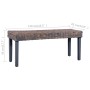 Banco de ratán kubu y madera maciza de mango gris 110 cm de vidaXL, Bancos de comedor y cocina - Ref: Foro24-285789, Precio: ...