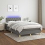 Box spring bed with mattress and LED dark brown fabric 120x190 cm by , Beds and slatted bases - Ref: Foro24-3270110, Price: 3...