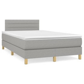 Box spring bed with mattress and LED light gray fabric 120x190 cm by , Beds and slatted bases - Ref: Foro24-3270095, Price: 3...