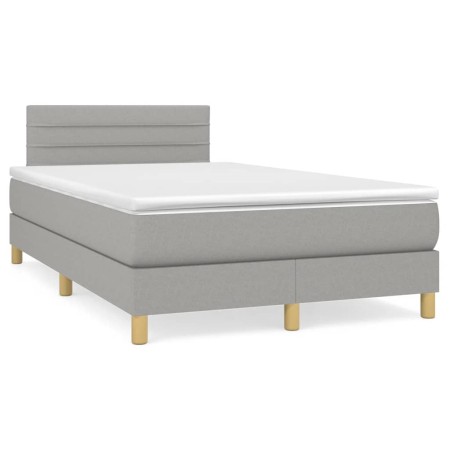 Cama box spring con colchón y LED tela gris claro 120x190 cm de , Camas y somieres - Ref: Foro24-3270095, Precio: 378,85 €, D...