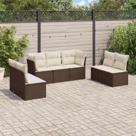 7-piece garden sofa set with brown PE rattan cushions by , Garden sets - Ref: Foro24-3217413, Price: 446,37 €, Discount: %