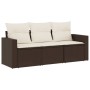 Three-piece garden sofa set and brown synthetic rattan cushions. by , Garden sets - Ref: Foro24-3218653, Price: 218,62 €, Dis...