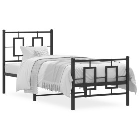 Estructura de cama con cabecero y estribo metal negro 75x190 cm de , Camas y somieres - Ref: Foro24-374249, Precio: 75,99 €, ...