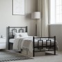 Bed frame with headboard and black metal footboard 75x190 cm by , Beds and slatted bases - Ref: Foro24-374249, Price: 75,54 €...