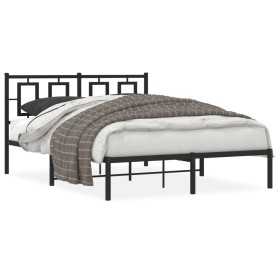 Estructura de cama con cabecero metal negro 135x190 cm de , Camas y somieres - Ref: Foro24-374240, Precio: 103,29 €, Descuent...