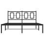 Bed frame with black metal headboard 135x190 cm by , Beds and slatted bases - Ref: Foro24-374240, Price: 103,99 €, Discount: %