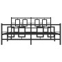 Black metal headboard and footboard bed frame 150x200 cm by , Beds and slatted bases - Ref: Foro24-374261, Price: 130,17 €, D...