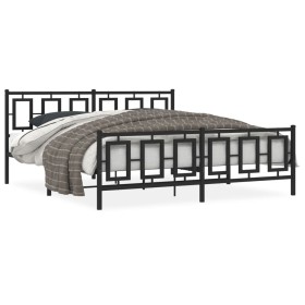 Black metal headboard and footboard bed frame 180x200 cm by , Beds and slatted bases - Ref: Foro24-374263, Price: 151,32 €, D...