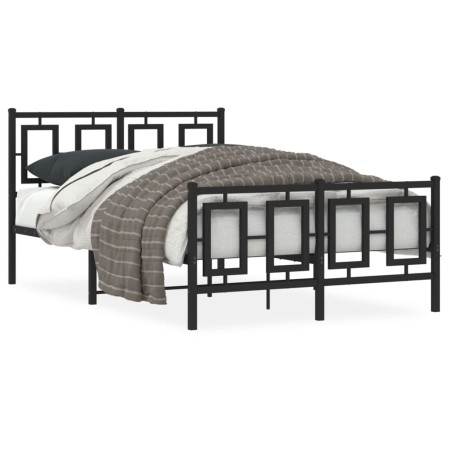 Bed frame with headboard and footboard black metal 120x190 cm by , Beds and slatted bases - Ref: Foro24-374256, Price: 121,99...