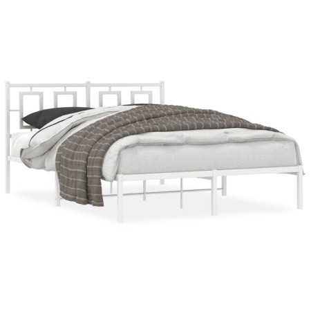 Metal bed frame with white headboard 135x190 cm by , Beds and slatted bases - Ref: Foro24-374289, Price: 103,99 €, Discount: %