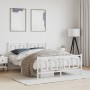 Metal bed frame with headboard and white footboard 135x190 cm by , Beds and slatted bases - Ref: Foro24-374307, Price: 125,07...