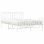 Metal bed frame with headboard and white footboard 135x190 cm by , Beds and slatted bases - Ref: Foro24-374307, Price: 125,07...