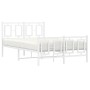 Metal bed frame with headboard and white footboard 120x190 cm by , Beds and slatted bases - Ref: Foro24-374305, Price: 120,44...