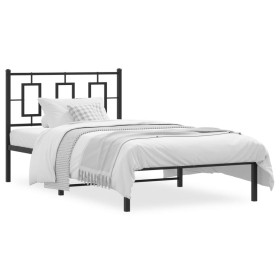 Bed frame with black metal headboard 100x190 cm by , Beds and slatted bases - Ref: Foro24-374235, Price: 73,99 €, Discount: %