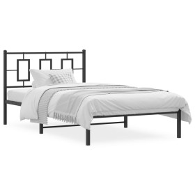 Bed frame with black metal headboard 107x203 cm by , Beds and slatted bases - Ref: Foro24-374237, Price: 76,99 €, Discount: %