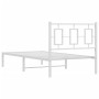 Estructura de cama de metal con cabecero blanco 90x190 cm de , Camas y somieres - Ref: Foro24-374282, Precio: 69,70 €, Descue...