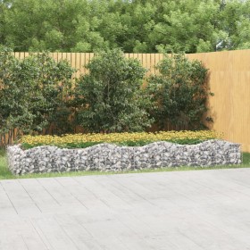 Gabion flowerbed in arched shape, made of galvanized iron, 400x100x50 cm. by , Pots and planters - Ref: Foro24-153551, Price:...