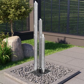 Silberner Gartenbrunnen aus Edelstahl, 48 x 34 x 153 cm von vidaXL, Brunnen und Wasserfälle - Ref: Foro24-48092, Preis: 337,6...