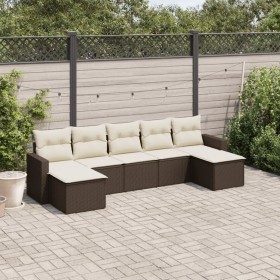 7-teilige Gartensofagarnitur mit braunen PE-Rattankissen von , Gartensets - Ref: Foro24-3219333, Preis: 428,78 €, Rabatt: %