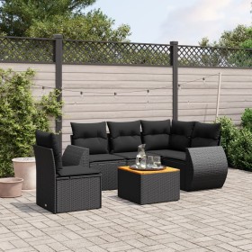 Set aus 6-teiligen Gartensofas und Kissen Kunstrattan schwarz von , Gartensets - Ref: Foro24-3257336, Preis: 397,07 €, Rabatt: %