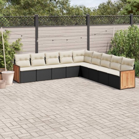 Set aus 8-teiligen Gartensofas und Kissen Kunstrattan schwarz von , Gartensets - Ref: Foro24-3260138, Preis: 534,99 €, Rabatt: %