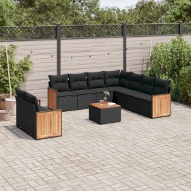 Garden sofa set 10 pieces with black synthetic rattan cushions by , Garden sets - Ref: Foro24-3260186, Price: 702,99 €, Disco...