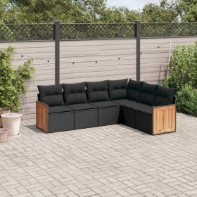 Set aus 6-teiligen Gartensofas und Kissen Kunstrattan schwarz von , Gartensets - Ref: Foro24-3260081, Preis: 416,99 €, Rabatt: %