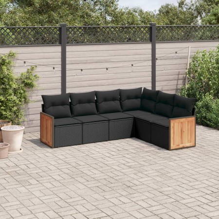 Set aus 6-teiligen Gartensofas und Kissen Kunstrattan schwarz von , Gartensets - Ref: Foro24-3260081, Preis: 417,35 €, Rabatt: %