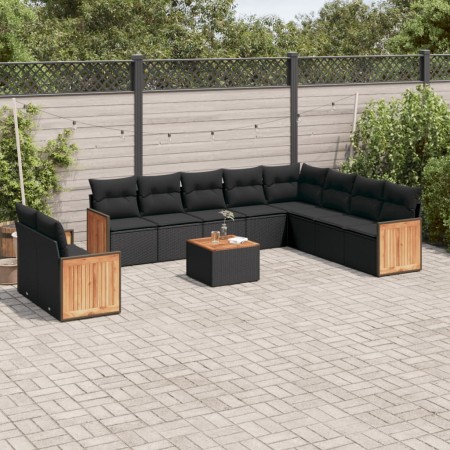 Garden sofa set 11 pieces and black synthetic rattan cushions by , Garden sets - Ref: Foro24-3260200, Price: 720,07 €, Discou...