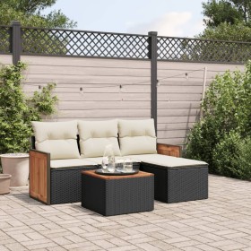 5-teiliges Gartenmöbel-Set und Kissen aus synthetischem Rattan schwarz von , Gartensets - Ref: Foro24-3259991, Preis: 346,64 ...