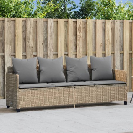 Lounger with beige synthetic rattan cushions by , Loungers - Ref: Foro24-368347, Price: 235,99 €, Discount: %