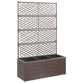 Trellis and flowerbed 3 pots brown synthetic rattan 83x30x130cm by vidaXL, Pots and planters - Ref: Foro24-46938, Price: 116,...