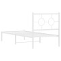 Estructura de cama de metal con cabecero blanco 80x200 cm de , Camas y somieres - Ref: Foro24-376266, Precio: 67,48 €, Descue...