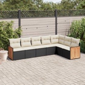 7-piece garden dining set with black synthetic rattan cushions by , Garden sets - Ref: Foro24-3260110, Price: 446,99 €, Disco...