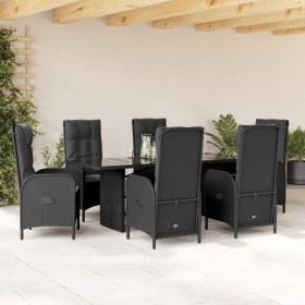 7-teiliges Garten-Esszimmerset und Kissen synthetisches Rattan schwarz von , Gartensets - Ref: Foro24-3213524, Preis: 1,00 €,...