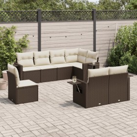 Set of 8-piece garden sofas and brown synthetic rattan cushions by , Garden sets - Ref: Foro24-3252780, Price: 562,92 €, Disc...