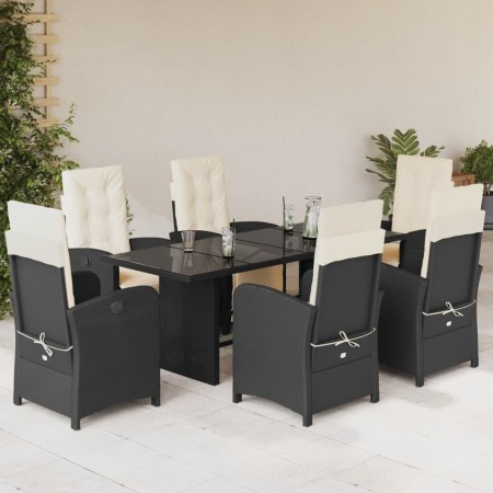 7-teiliges Garten-Esszimmerset und Kissen synthetisches Rattan schwarz von , Gartensets - Ref: Foro24-3212486, Preis: 965,17 ...