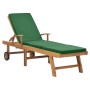 Solid teak wood sun lounger with green cushion by vidaXL, Loungers - Ref: Foro24-48024, Price: 188,77 €, Discount: %