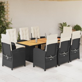 Set de comedor de jardín 9 pzas y cojines ratán sintético negro de , Conjuntos de jardín - Ref: Foro24-3212503, Precio: 1,00 ...