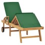 Solid teak wood sun lounger with green cushion by vidaXL, Loungers - Ref: Foro24-48024, Price: 188,77 €, Discount: %