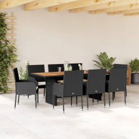 9-piece garden dining set with black synthetic rattan cushions by , Garden sets - Ref: Foro24-3213511, Price: 643,45 €, Disco...