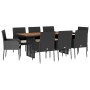 Set de comedor de jardín 9 pzas y cojines ratán sintético negro de , Conjuntos de jardín - Ref: Foro24-3213511, Precio: 643,4...