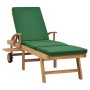 Solid teak wood sun lounger with green cushion by vidaXL, Loungers - Ref: Foro24-48024, Price: 188,77 €, Discount: %