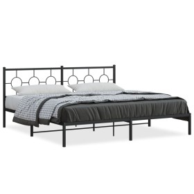 Estructura de cama con cabecero metal negro 193x203 cm de , Camas y somieres - Ref: Foro24-376232, Precio: 106,99 €, Descuent...