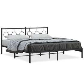 Estructura de cama con cabecero metal negro 180x200 cm de , Camas y somieres - Ref: Foro24-376230, Precio: 107,99 €, Descuent...