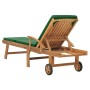 Solid teak wood sun lounger with green cushion by vidaXL, Loungers - Ref: Foro24-48024, Price: 188,77 €, Discount: %