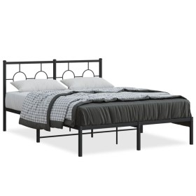 Bed frame with black metal headboard 140x190 cm by , Beds and slatted bases - Ref: Foro24-376226, Price: 95,60 €, Discount: %