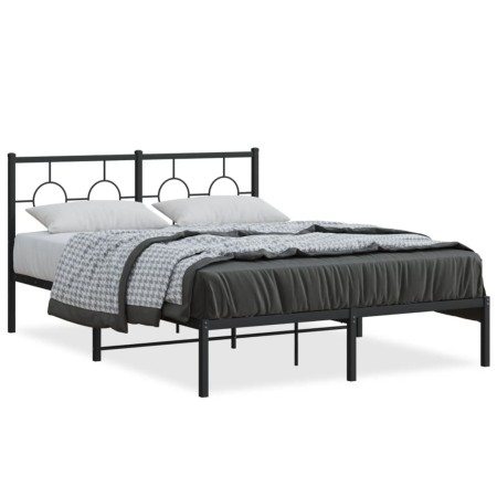 Estructura de cama con cabecero metal negro 140x190 cm de , Camas y somieres - Ref: Foro24-376226, Precio: 95,60 €, Descuento: %