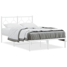 Metal bed frame with white headboard 120x190 cm by , Beds and slatted bases - Ref: Foro24-376272, Price: 97,99 €, Discount: %