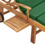 Solid teak wood sun lounger with green cushion by vidaXL, Loungers - Ref: Foro24-48024, Price: 188,77 €, Discount: %